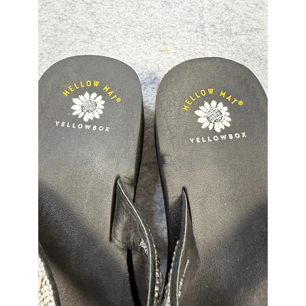 Yellow Box 9M Wedge Flip Flops Gray Sparkle Rhinestone Jewel Embellished Sandals - Picture 3 of 6